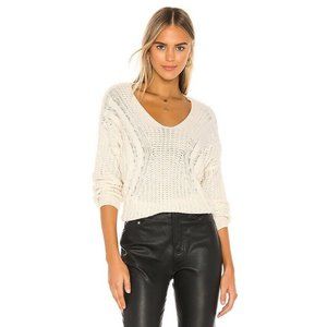 HEARTLOOM Evon Sweater Ivory White Cable Knot Acrylic Split Hem M NWT $79